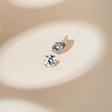 1 CTW Diamond Sterling Silver Stud Earrings