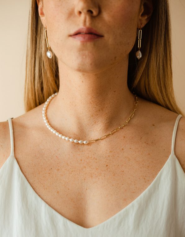 Pearl and Paperclip Necklace