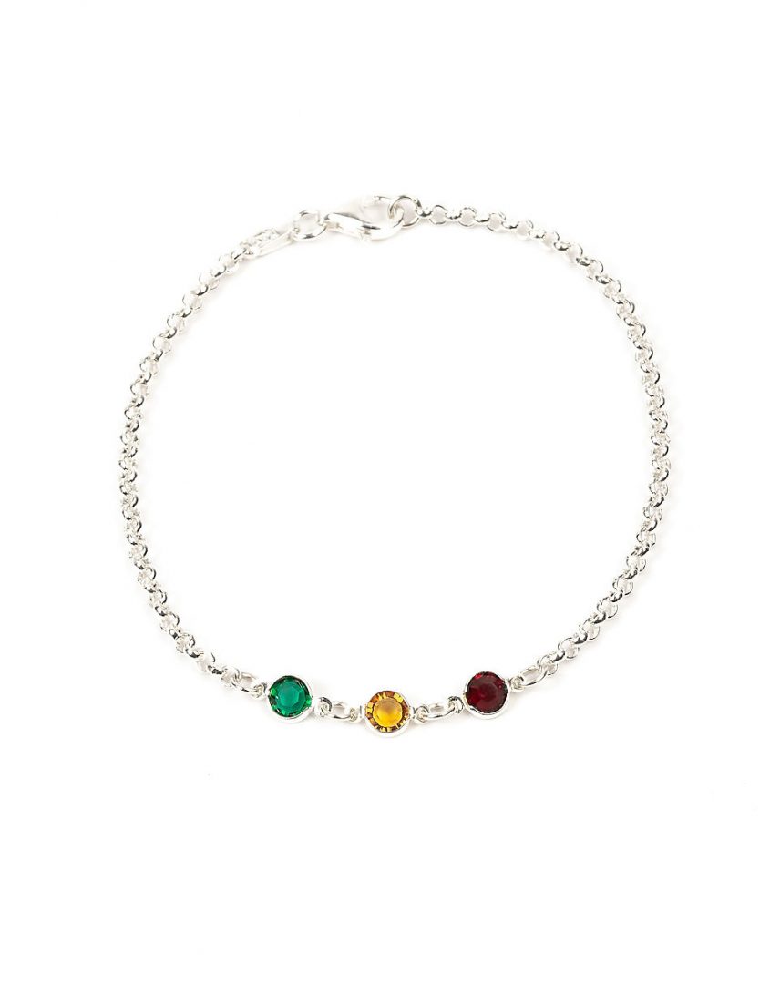 Silver Dainty Connected Birthstone Bracelet