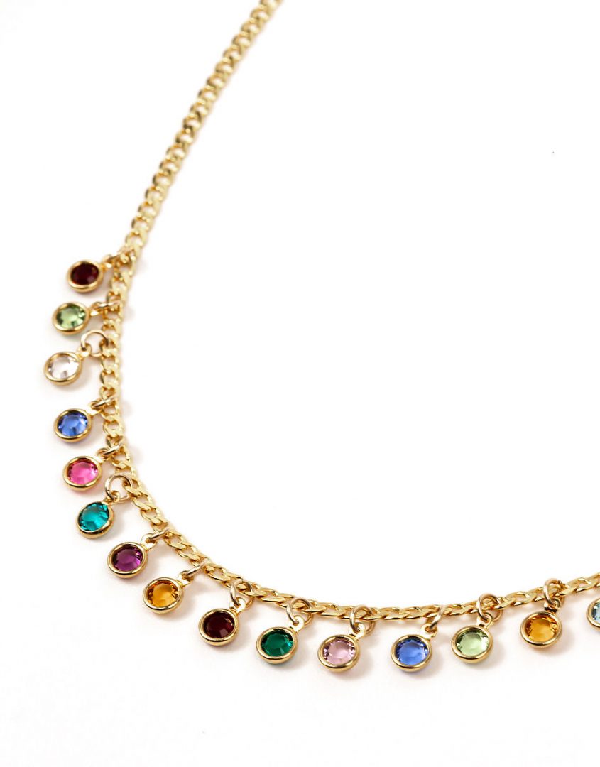 Golden Birthstone Drop Necklace for Grandma