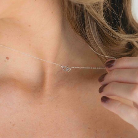 Dainty Silver Double Heart Necklace