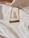 Engraved Golden Paperclip Name Bracelet – Image 1