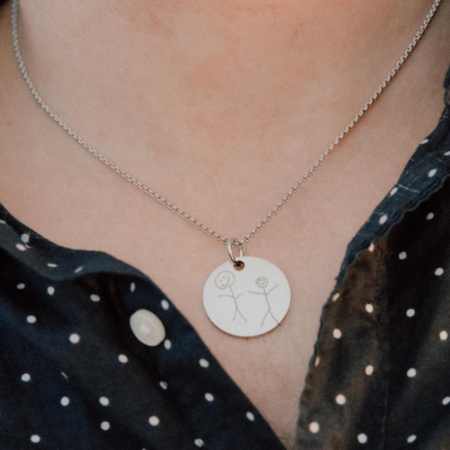 Engraved Handwritten Round Stainless Steel Necklace For Dad