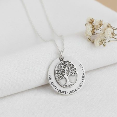 Family Tree Silver Name Necklace