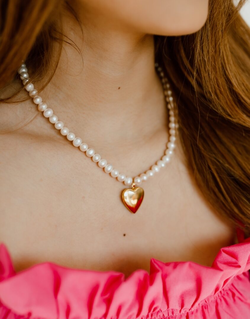 Freshwater Pearl Heart Locket Necklace
