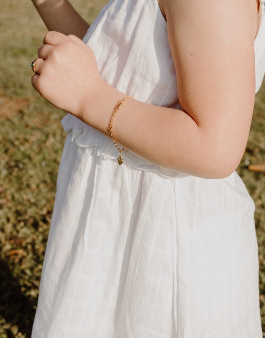 Golden Initial bracelet for little girls with heart charm