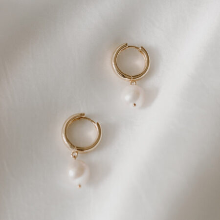 Gold Baroque Pearl Hoop Earrings | Baroque Pearl Jewelry