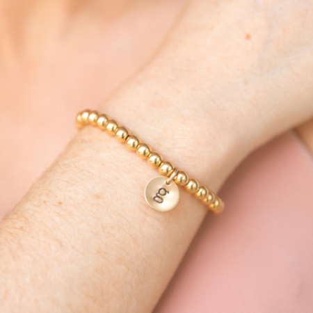 Gold-Filled Bead Bracelet With Initial