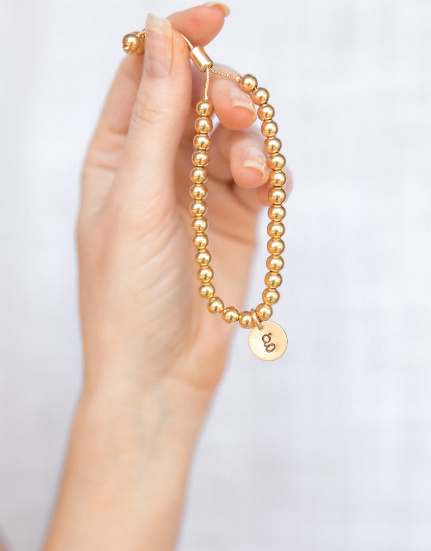 Gold-Filled Bead Bracelet With Initial