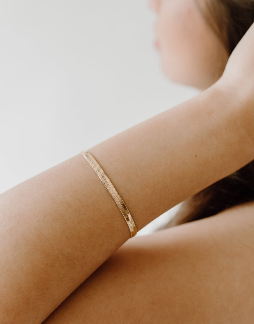 Image of model wearing Gold-Filled Herringbone Bracelet