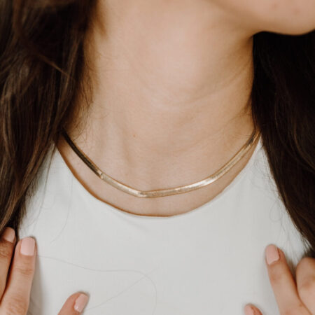 Image of Model wearing Gold-Filled Herringbone Necklace