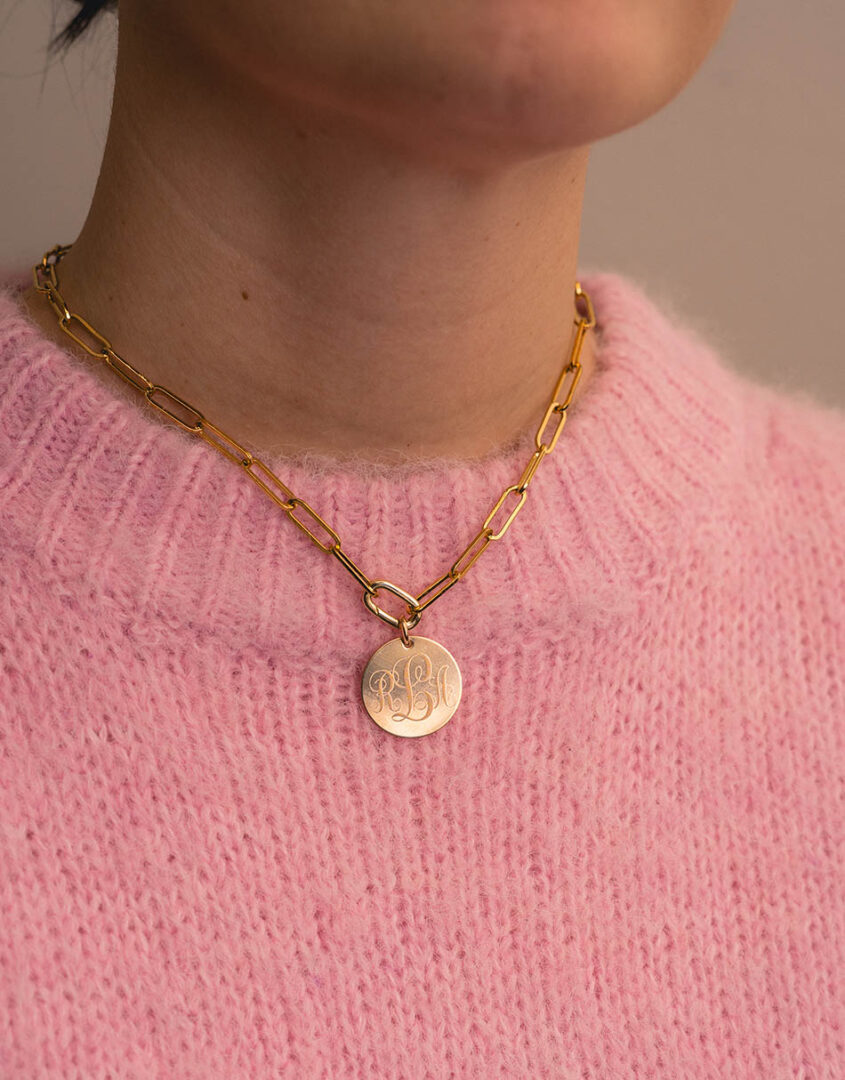 Gold Filled Monogram Paperclip Necklace