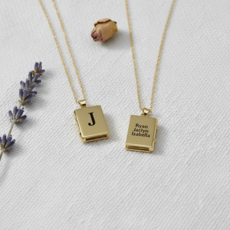 Gold-Filled Rectangle Locket Necklace