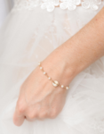 Gold Pearl Rosary Bead Initial Bracelet