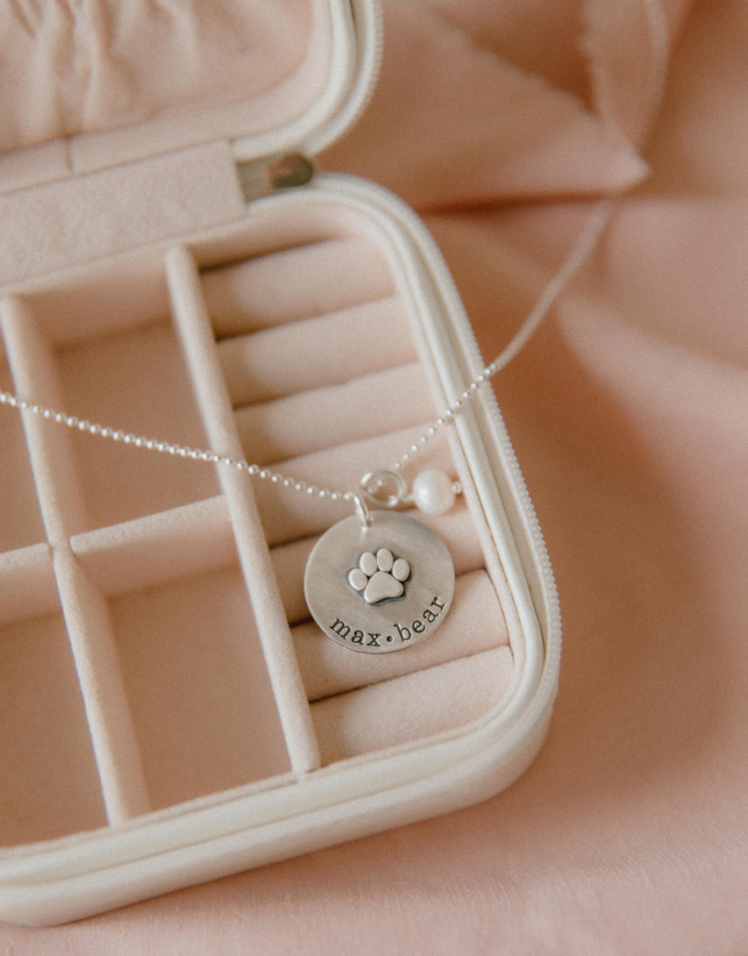 Love Has Four Paws Silver Custom Name Necklace For Pet Lovers