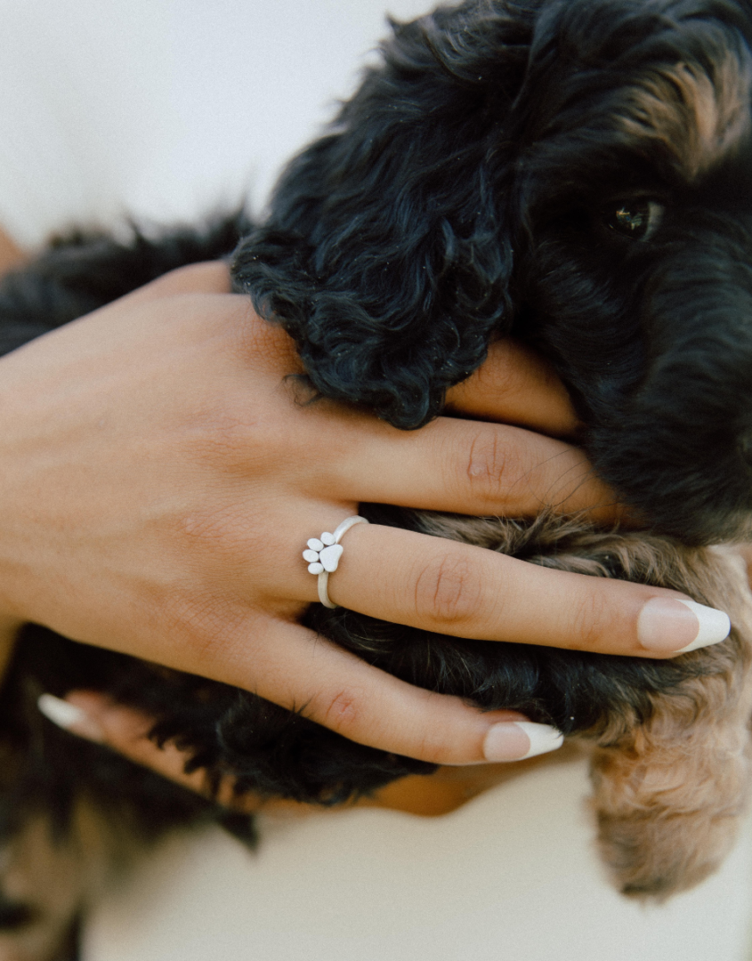 Love Has Four Paws Sterling Silver Ring