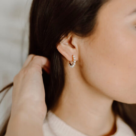 Image of model wearing Margot Pearl Earrings