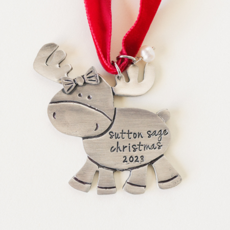 Merry Moose Christmas Ornament | Baby's 1st Christmas Ornament