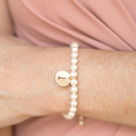 Pearl Bead Bracelet With Initial