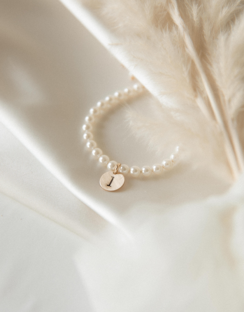 Pearl Bead Bracelet With Initial For Maid Of Honor