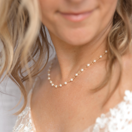 Pearl Beads Necklace In Gold For Brides