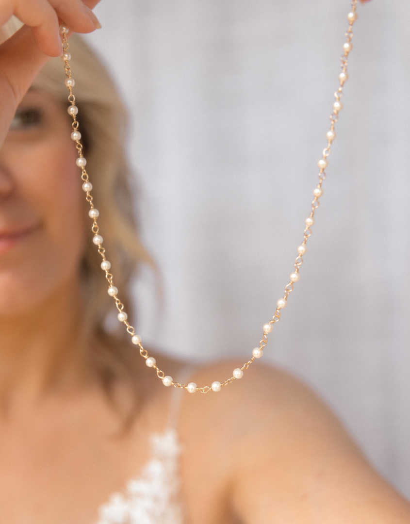 Pearl Beads Necklace In Gold For Brides To Be