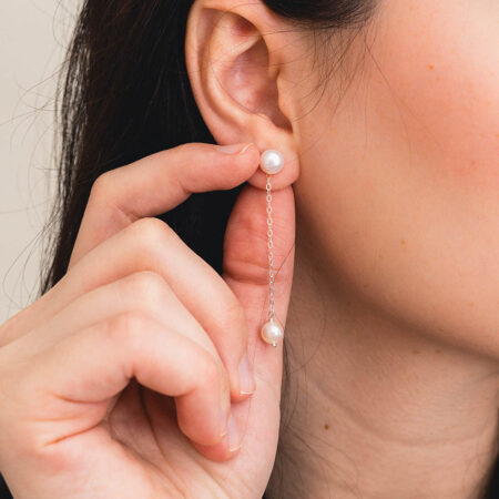 Pearl Dangle Stud Earrings