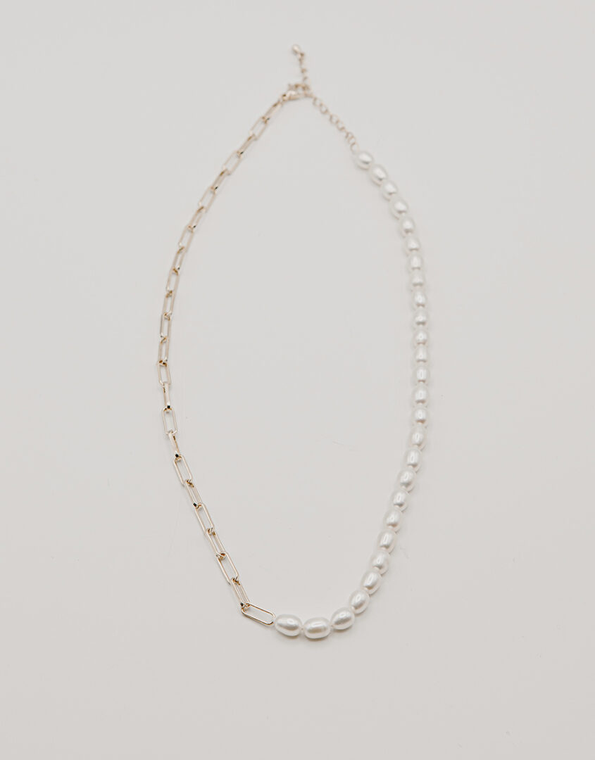 Freshwater Pearls & Paperclip Necklace