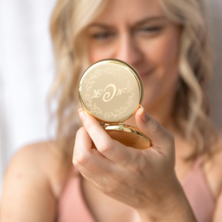 Personalized Round Compact Mirror For Brides