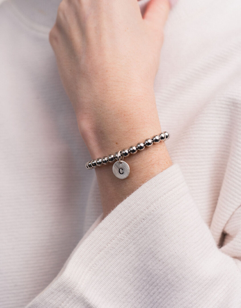 Silver Bead Initial Bracelet | Personalized Bracelets