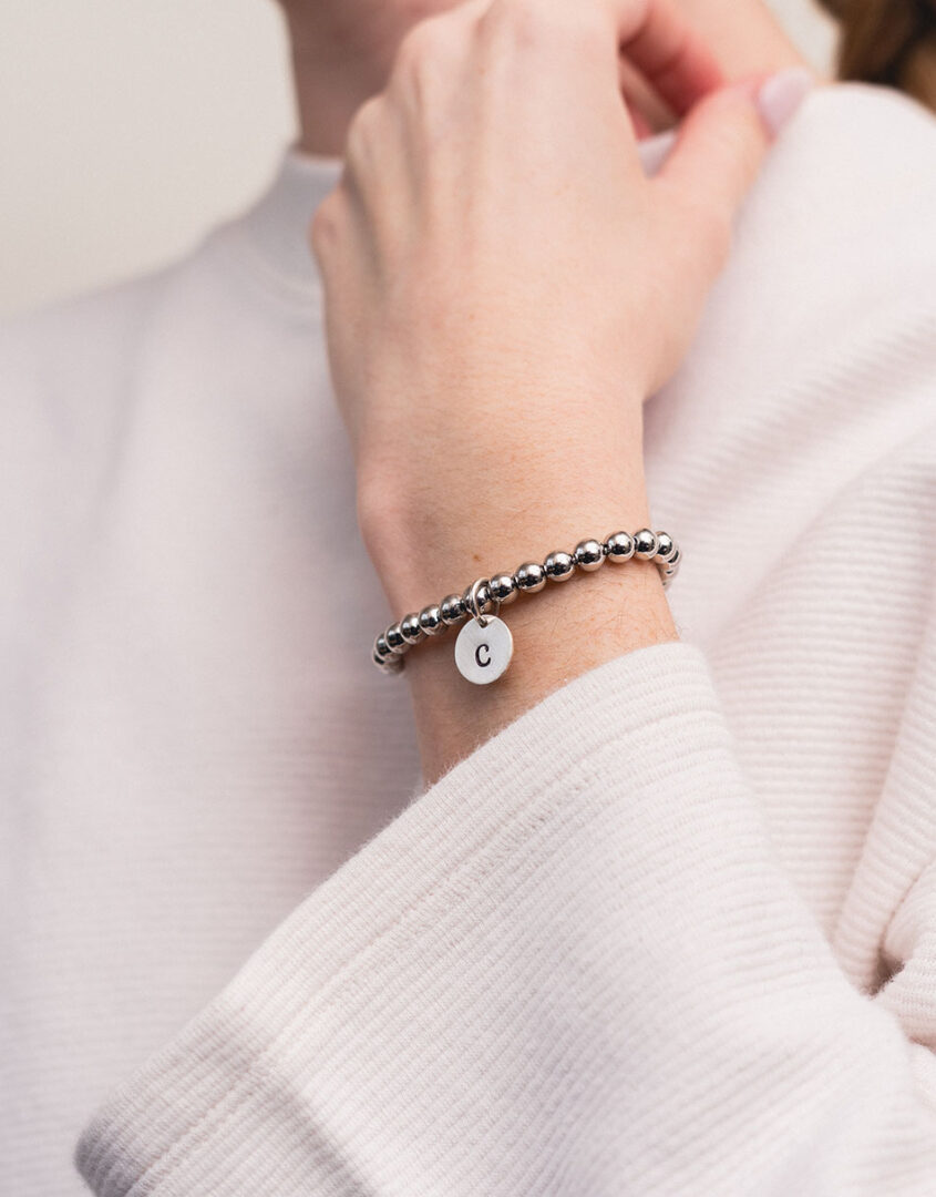 Personalized Silver Bead Initial Bracelet | Perfect For Gifting
