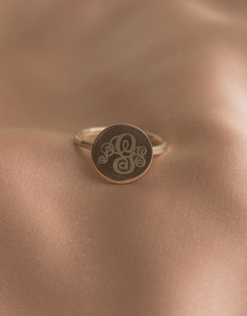 Silver Monogram Ring With 3 Monogrammed Letter