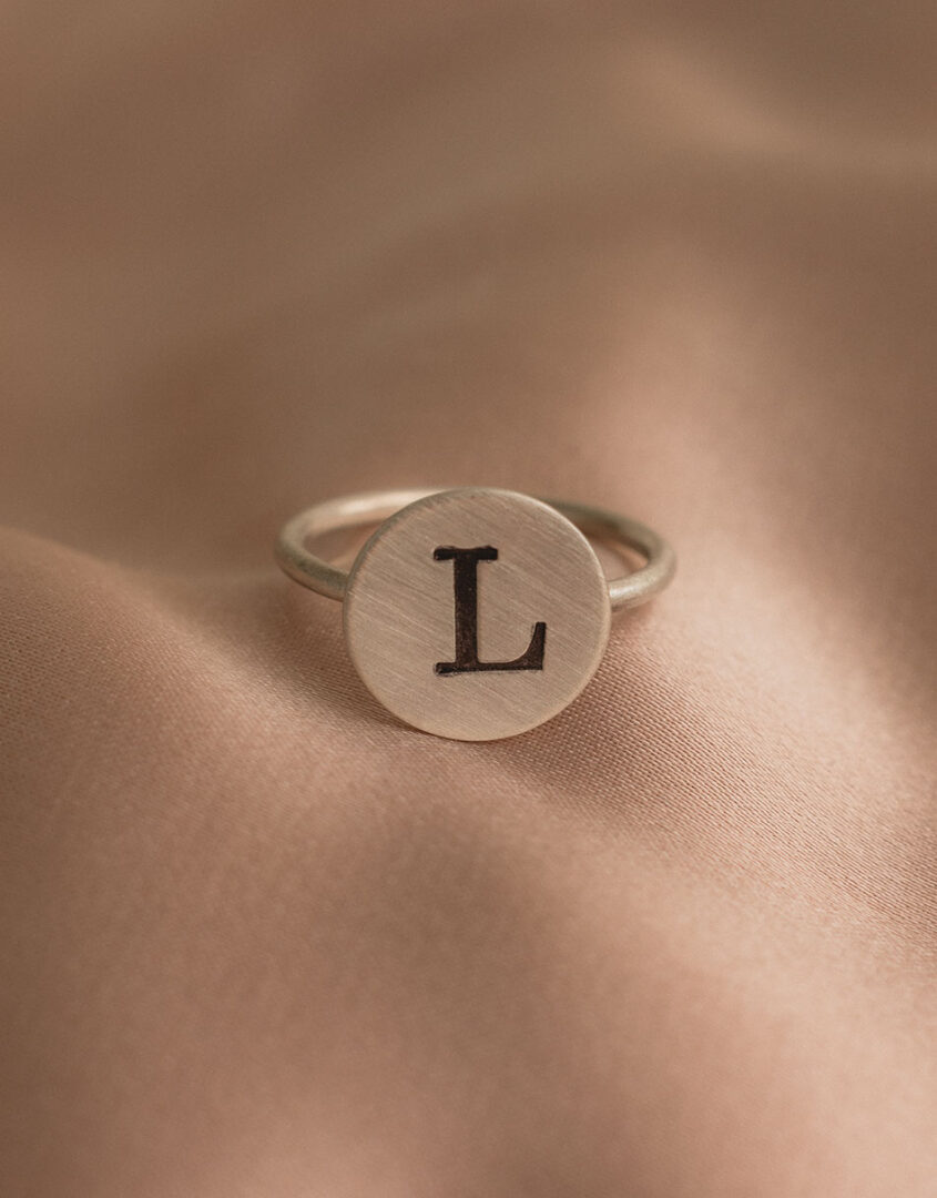 Silver Monogram Ring With 1 Single Letter
