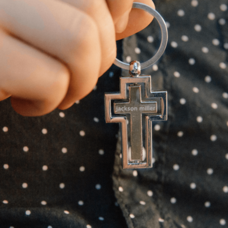 Stainless Engraved Cross Keychain For Dads