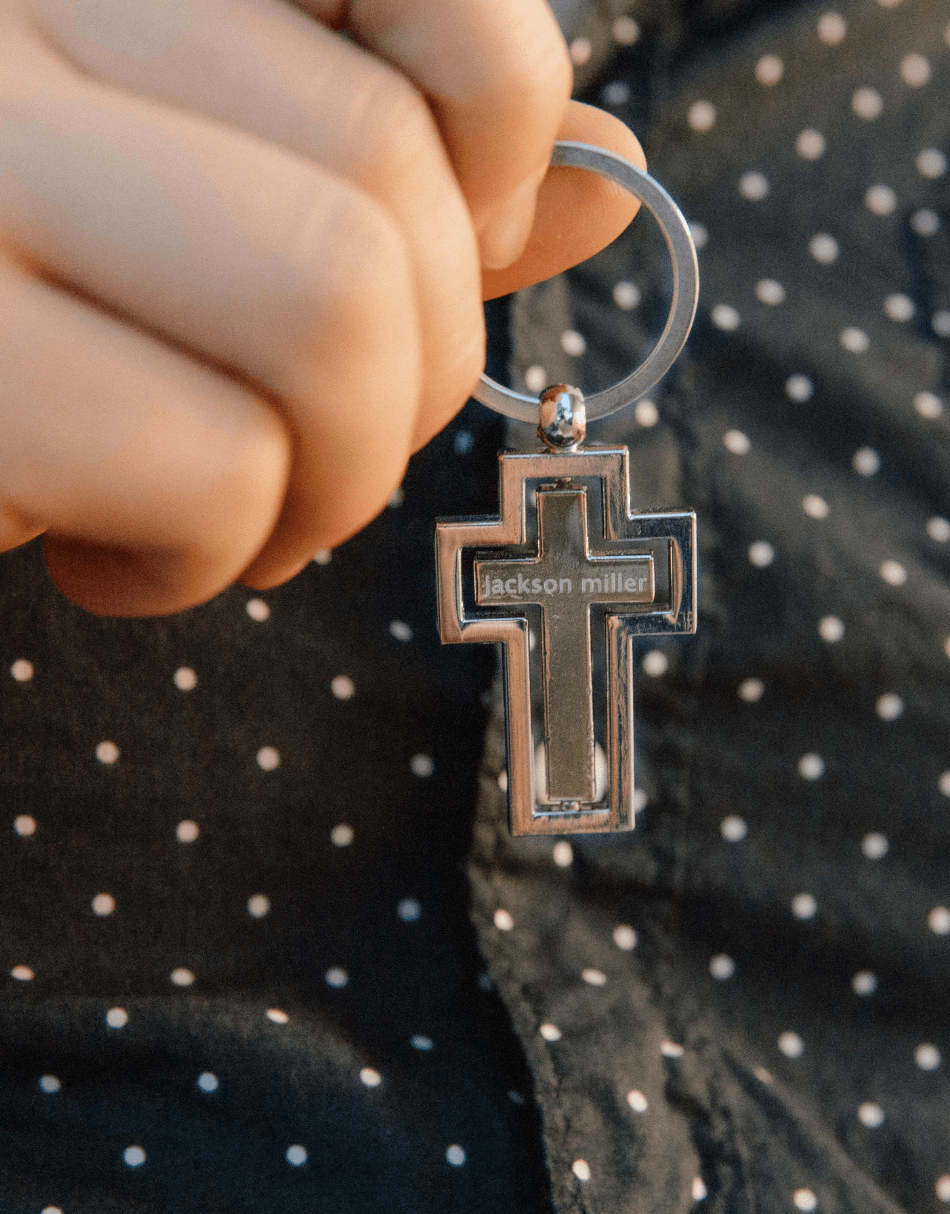 Stainless Engraved Cross Keychain For Dads