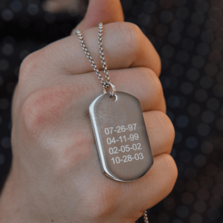 Stainless Engraved Dog Tag Necklace For Men