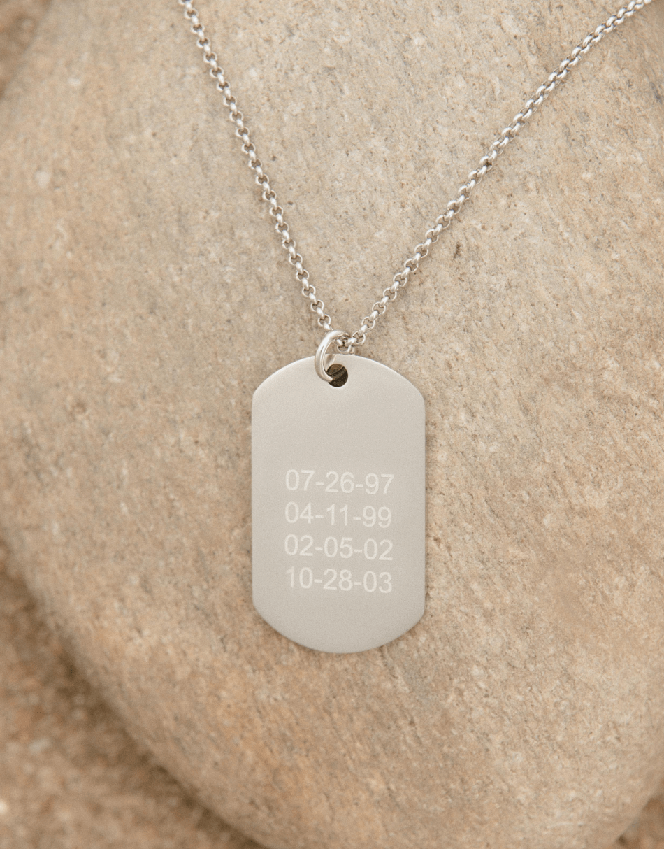 Stainless Engraved Dog Tag Necklace For Dad