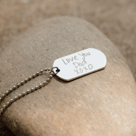 Stainless Engraved Handwritten Dog Tag Necklace For Dad