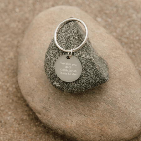 Stainless Round Disc Engraved Keychain For Men