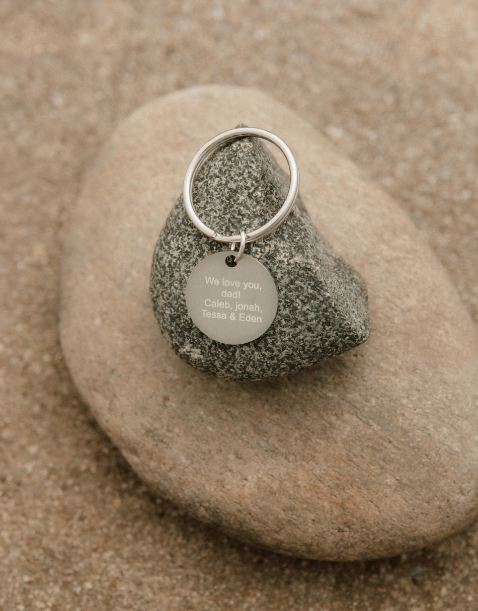 Stainless Round Disc Engraved Keychain For Men