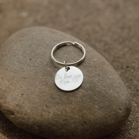 Stainless Round Disc Handwritten Keychain For Father's Day