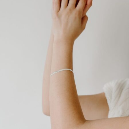 Image of model wearing Sterling Silver Herringbone Bracelet