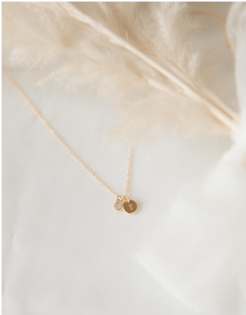 Tiny Coin Initial Necklace