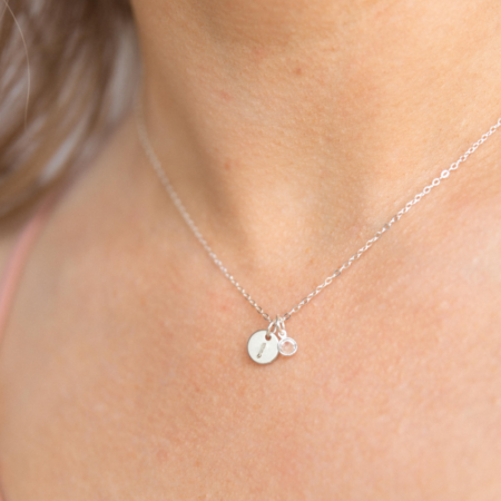 Tiny Coin Initial Necklace in Silver