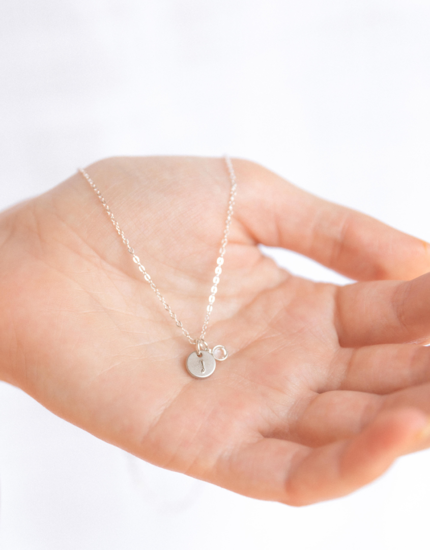 Tiny Coin Initial Necklace