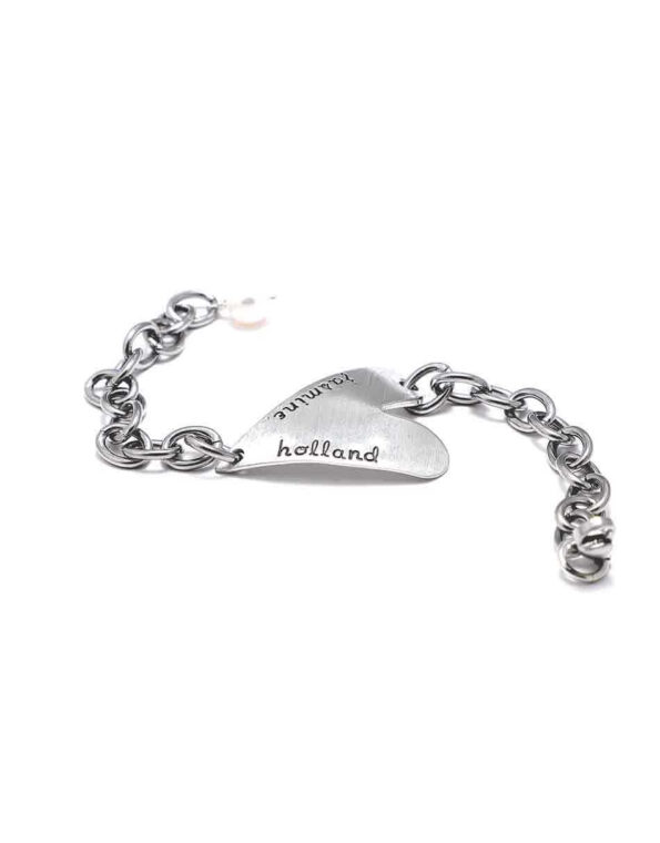 A fine pewter hand stamped bracelet for your loving wife, mom, or daughter. Customize with name, date or message