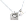 Hand stamped sterling silver square with a heart fused. Great gift for wife, mom, daughter, sister
