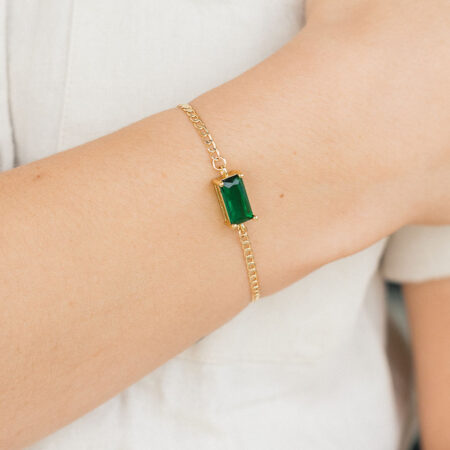 Gold Emerald Baguette Bracelet
