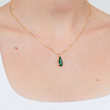 Gold Emerald Tear Drop Necklace