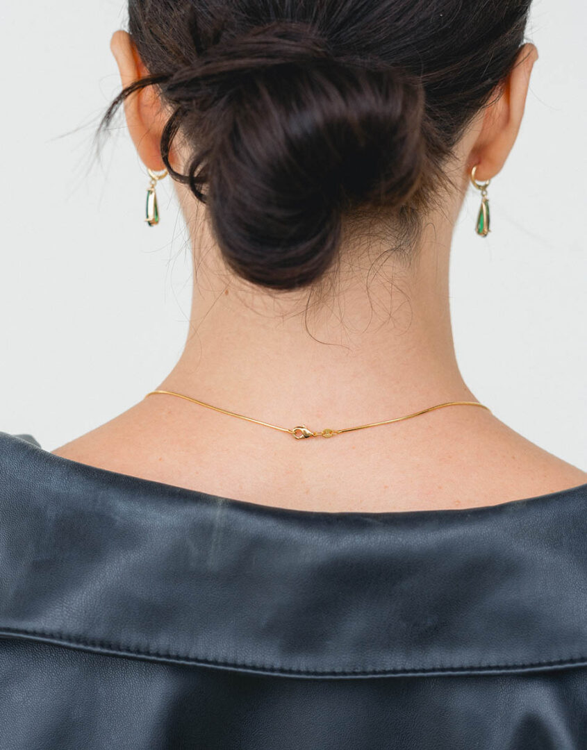 Gold Emerald Tear Drop Necklace & Earrings